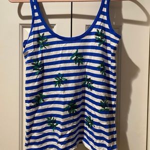 EUC J. Crew tank top with sequin palm leaves XXS